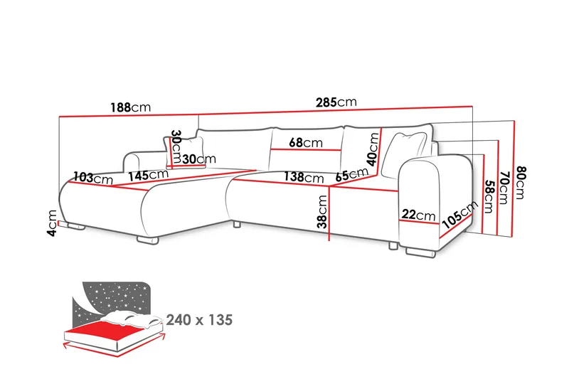 Handda Bäddsoffa m. Divan 3-sits - Beige - Products - Möbler - Soffa - Bäddsoffa - Bäddsoffa divan