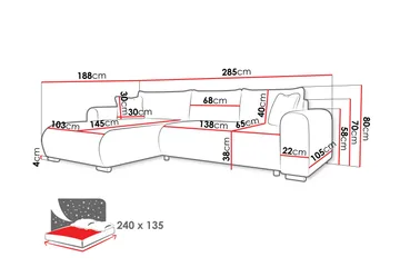 Handda Bäddsoffa med Divan 3-sits i Bouclé - Rosa - Products - Möbler - Soffa - Bäddsoffa - Bäddsoffa divan