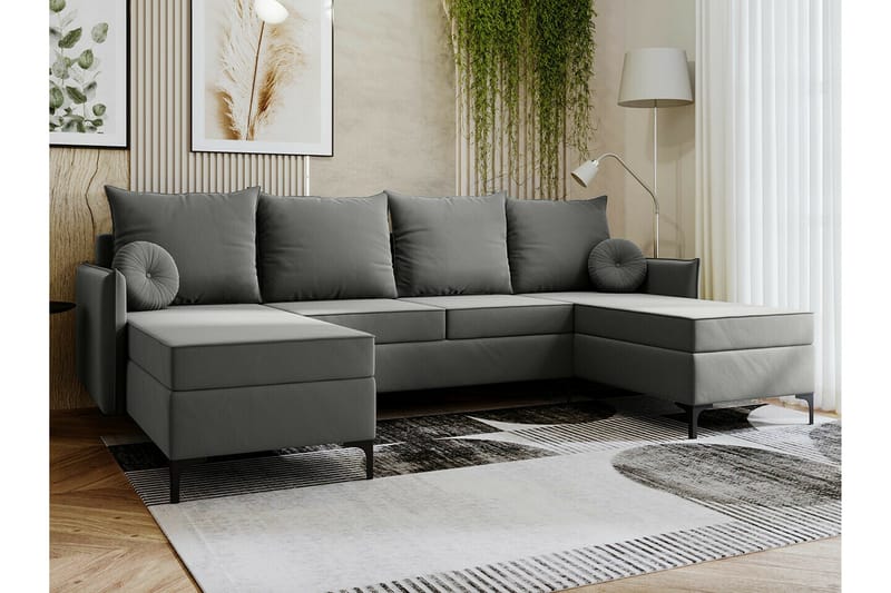 Knocklong 4-sits Hörnbäddsoffa - Grå - Products - Möbler - Soffa - Bäddsoffa - U bäddsoffa