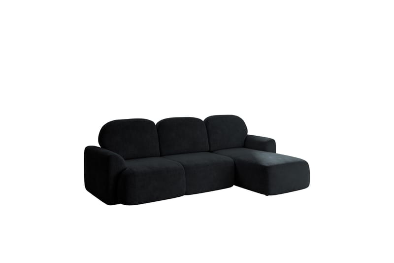 Korfu Bäddsoffa m. Divan 3-sits, Svart