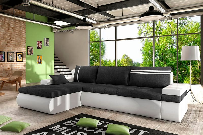 Lavona Divanbäddsoffa Vänster - Mörkgrå/Vit - Products - Möbler - Soffa - Bäddsoffa - Bäddsoffa divan