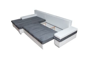 Naoma 3-sits Bäddsoffa med Divan L-formad Vänster med Förvar - Sammet/Grå - Products - Möbler - Soffa - Bäddsoffa - Bäddsoffa divan