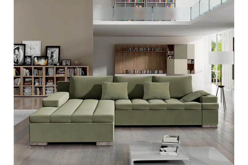 Naoma Bäddsoffa m. Divan 3-sits, Grön