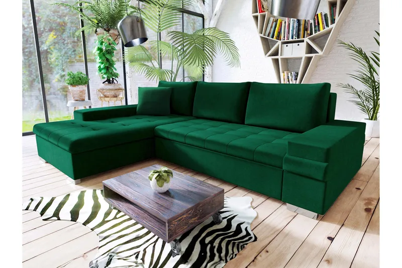 Naoma Bäddsoffa m. Divan 3-sits, Svart/Brun