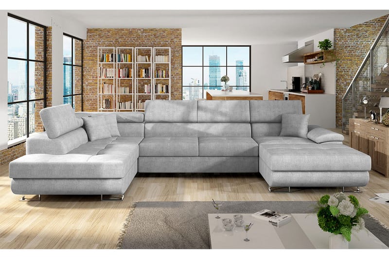 Reginia 8-sits Bäddsoffa - Grå - Products - Möbler - Soffa - Bäddsoffa - Bäddsoffa divan