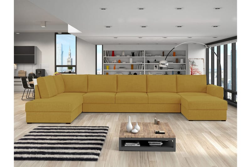 Taberk Bäddsoffa med Divan och Schäslong 5-sits - Gul - Products - Möbler - Soffa - Bäddsoffa - Bäddsoffa divan