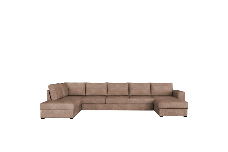 Taberk Bäddsoffa med Divan och Schäslong 5-sits i Bouclé, Rosa