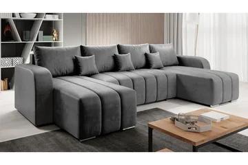 Zulueta 8-sits Bäddsoffa Vänster - Grå - Products - Möbler - Soffa - Bäddsoffa - U bäddsoffa