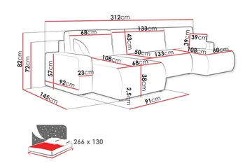Barile Soffa Dubbeldivan 4-sits - Grå - Products - Möbler - Soffa - U-soffa