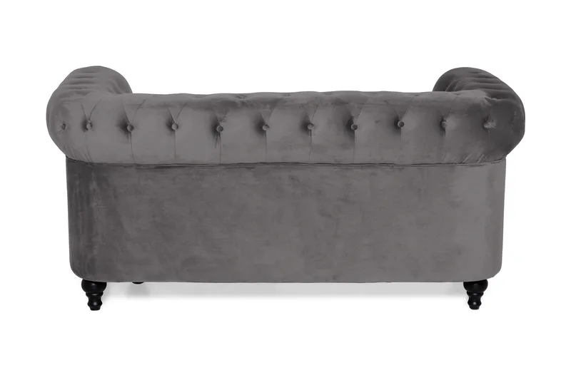 Chesterfield Lyx 2-sits Liten Sammetssoffa - Djup soffa 160 cm bred - Mörkgrå / Grå - Products - Möbler - Soffa - Sammetssoffa