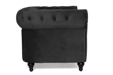 Chesterfield Lyx 2-sits Liten sammetssoffa - Djup soffa 160 cm bred - Svart - Products - Möbler - Soffa - Sammetssoffa