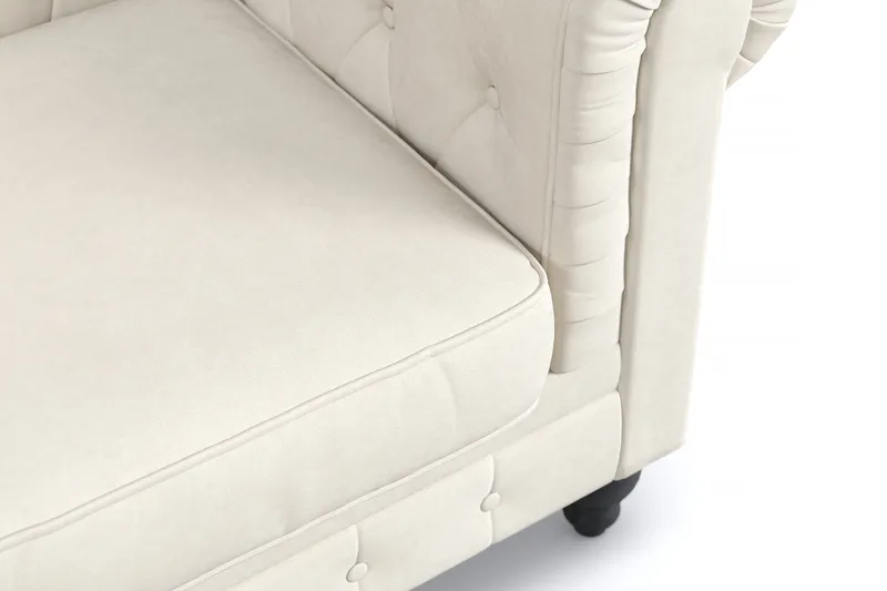 Chesterfield Lyx 2-sits Sammetssoffa - Liten djup soffa - Beige Sammet - Products - Möbler - Soffa - Sammetssoffa