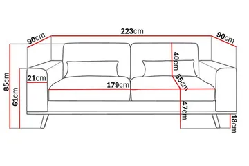 Copenhagen 3-sits Manchestersoffa - Rosa - Products - Möbler - Soffa - 3 sits soffa