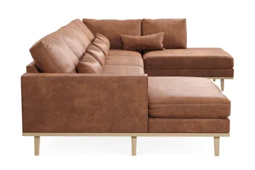 Copenhagen 5-sits Högervänd U-formad Soffa med Divan och Schäslong i Konstläder - Brun - Products - Möbler - Soffa - Skinnsoffa