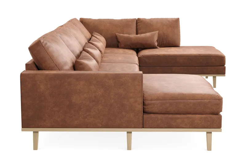 Copenhagen 5-sits Högervänd U-formad Soffa med Divan och Schäslong i Konstläder - Brun - Products - Möbler - Soffa - Skinnsoffa