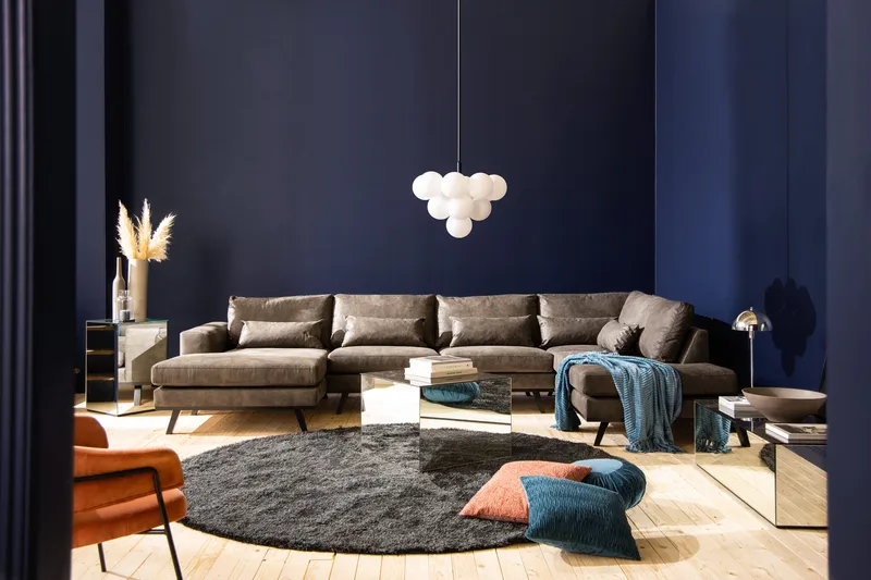 Copenhagen 5-sits Högervänd U-formad Soffa med Divan och Schäslong i Konstläder - Mörkgrå - Products - Möbler - Soffa - Skinnsoffa