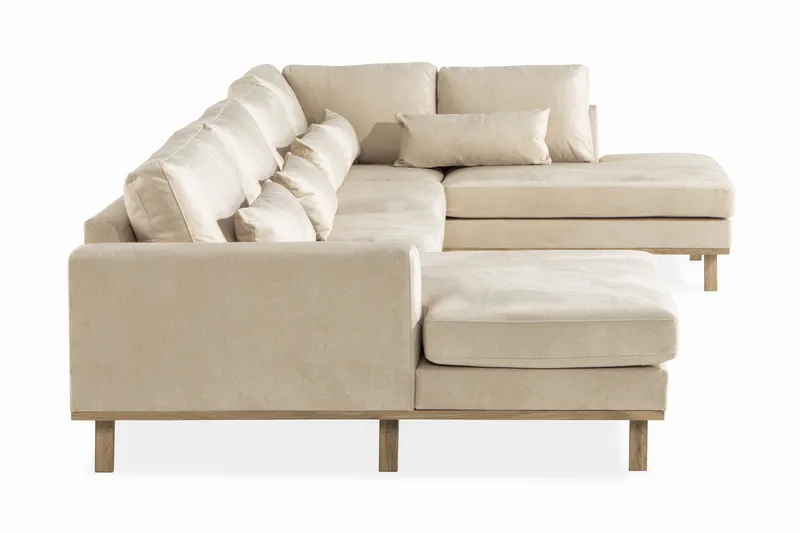 Copenhagen 5-sits Högervänd U-formad Soffa med Divan och Schäslong i Sammet - Beige - Products - Möbler - Soffa - Sammetssoffa