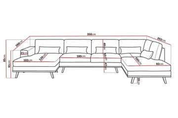 Copenhagen 5-sits Högervänd U-formad Soffa med Divan och Schäslong i Sammet - Lila - Products - Möbler - Soffa - Sammetssoffa