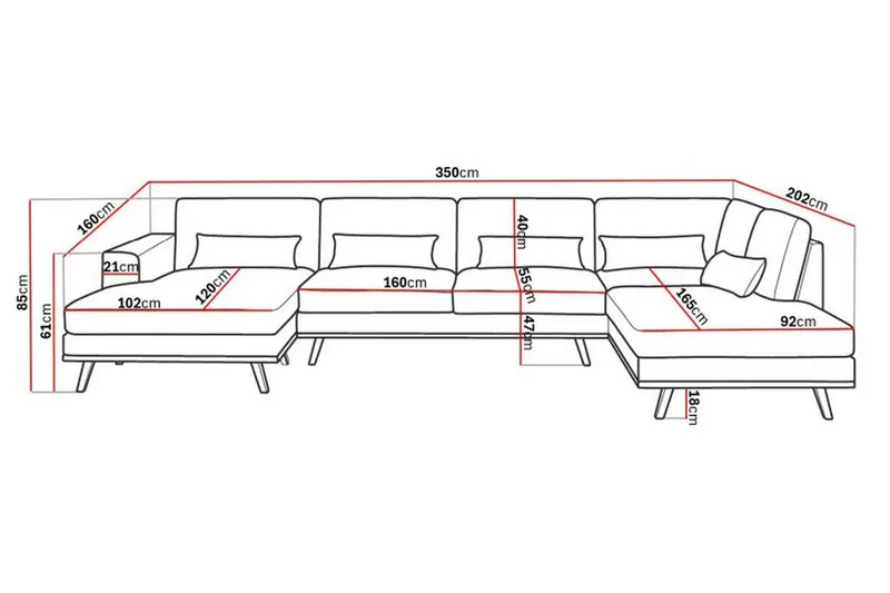 Copenhagen 5-sits Högervänd U-formad Soffa med Divan och Schäslong i Sammet - Lila - Products - Möbler - Soffa - Sammetssoffa