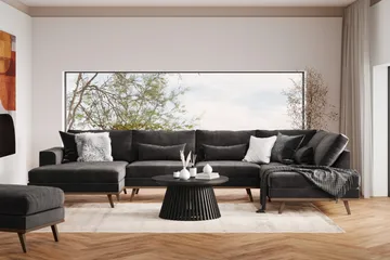 Copenhagen 5-sits Högervänd U-formad Soffa med Divan och Schäslong i Sammet - Mörkgrå - Products - Möbler - Soffa - Sammetssoffa