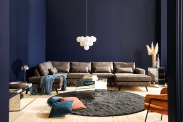 Copenhagen 5-sits Vänstervänd U-formad Soffa med Divan och Schäslong i Konstläder - Mörkgrå - Products - Möbler - Soffa - Skinnsoffa