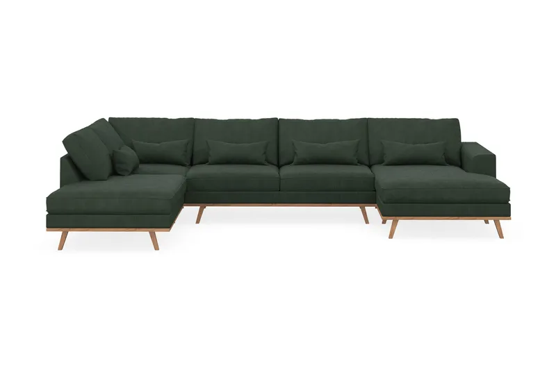Copenhagen 5-sits Vänstervänd U-formad Soffa med Divan och Schäslong i Manchester, Mörkgrön