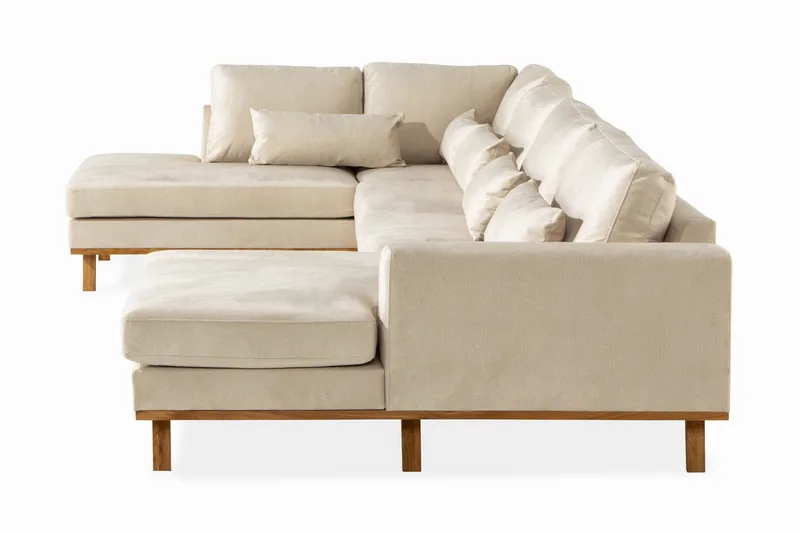 Copenhagen 5-sits Vänstervänd U-formad Soffa med Divan och Schäslong i Sammet - Beige - Products - Möbler - Soffa - Sammetssoffa