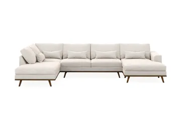 Copenhagen 5-sits Vänstervänd U-formad Soffa med Divan och Schäslong i Sammet - Krämvit - Products - Möbler - Soffa - Sammetssoffa