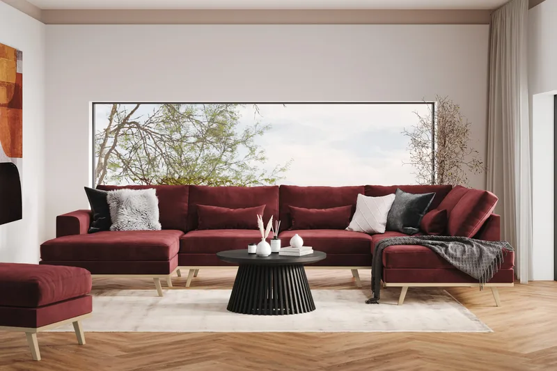 Copenhagen 5-sits Vänstervänd U-formad Soffa med Divan och Schäslong i Sammet - Lila - Products - Möbler - Soffa - Sammetssoffa