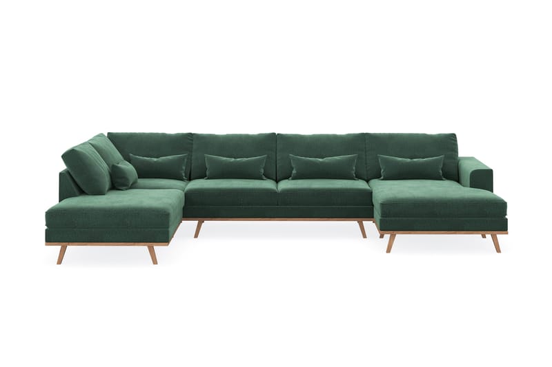 Copenhagen 5-sits Vänstervänd U-formad Soffa med Divan och Schäslong i Sammet - Mörkgrön - Products - Möbler - Soffa - Sammetssoffa