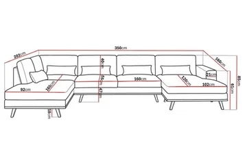 Copenhagen 5-sits Vänstervänd U-formad Soffa med Divan och Schäslong i Tyg - Ljusgrå - Products - Möbler - Soffa - U-soffa