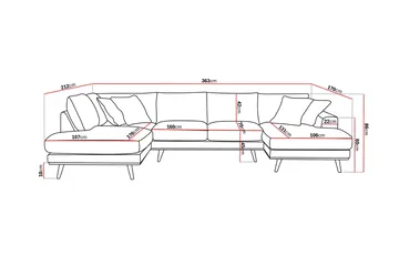 Copenhagen Premium 5-sits Vänstervänd U-formad Djup Soffa med Divan och Schäslong i Tyg - Mörkbrun - Products - Möbler - Soffa - U-soffa