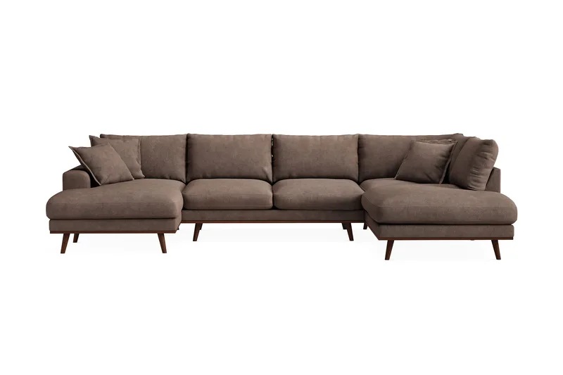 Copenhagen Premium 5-sits Högervänd U-formad Djup Soffa med Divan och Schäslong i Tyg - Mörkbrun - Products - Möbler - Soffa - U-soffa