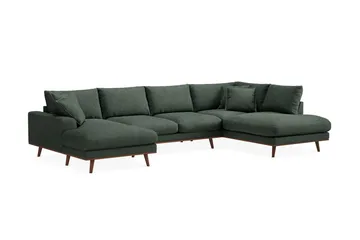 Copenhagen Premium 5-sits Högervänd U-formad Djup Soffa med Divan och Schäslong i Tyg - Grön - Products - Möbler - Soffa - U-soffa