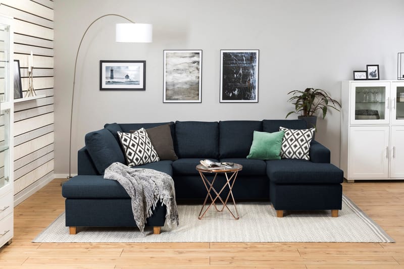 Crazy 4-sits Vänstervänd U-formad Large Soffa med Divan och Schäslong i Tyg - Blå - Products - Möbler - Soffa - U-soffa