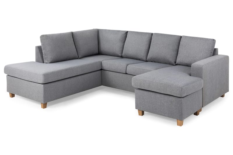 Crazy 4-sits Vänstervänd U-formad Large Soffa med Divan och Schäslong i Tyg - Grå - Products - Möbler - Soffa - U-soffa
