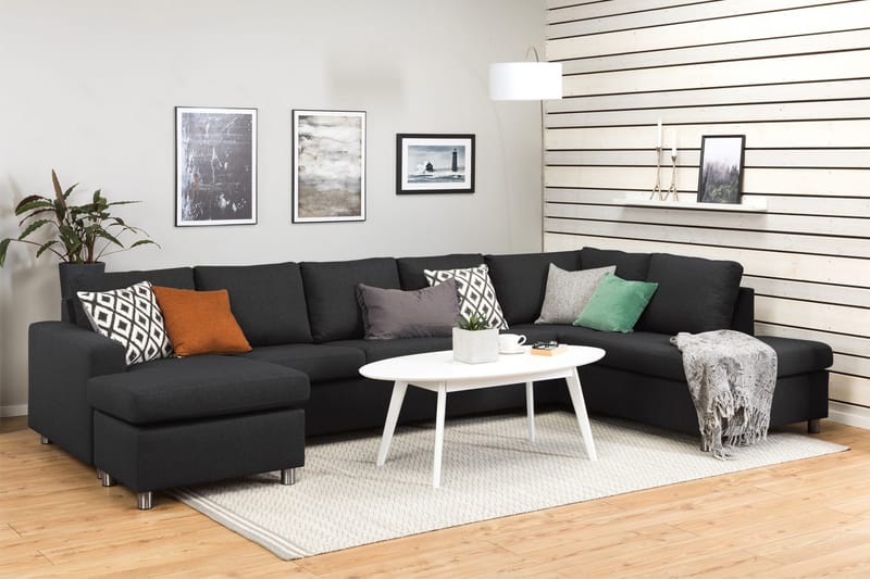 Crazy 5-sits Högervänd U-formad X-Large Soffa med Divan och Schäslong i Tyg - Antracit - Products - Möbler - Soffa - U-soffa