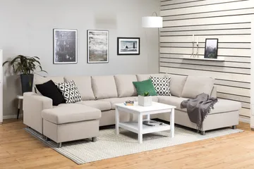 Crazy 5-sits Högervänd U-formad X-Large Soffa med Divan och Schäslong i Tyg - Beige - Products - Möbler - Soffa - U-soffa