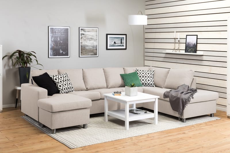 Crazy 5-sits Högervänd U-formad X-Large Soffa med Divan och Schäslong i Tyg - Beige - Products - Möbler - Soffa - U-soffa