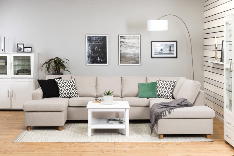 Crazy 5-sits Högervänd U-formad X-Large Soffa med Divan och Schäslong i Tyg - Beige - Products - Möbler - Soffa - U-soffa