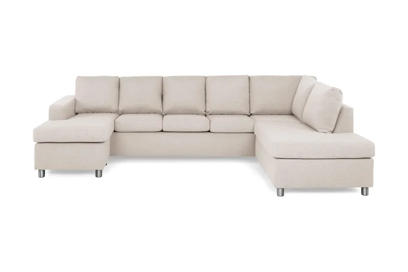 Crazy 5-sits Högervänd U-formad X-Large Soffa med Divan och Schäslong i Tyg, Beige