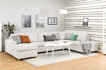 Crazy 5-sits Högervänd U-formad X-Large Soffa med Divan och Schäslong i Tyg - Beige - Products - Möbler - Soffa - U-soffa