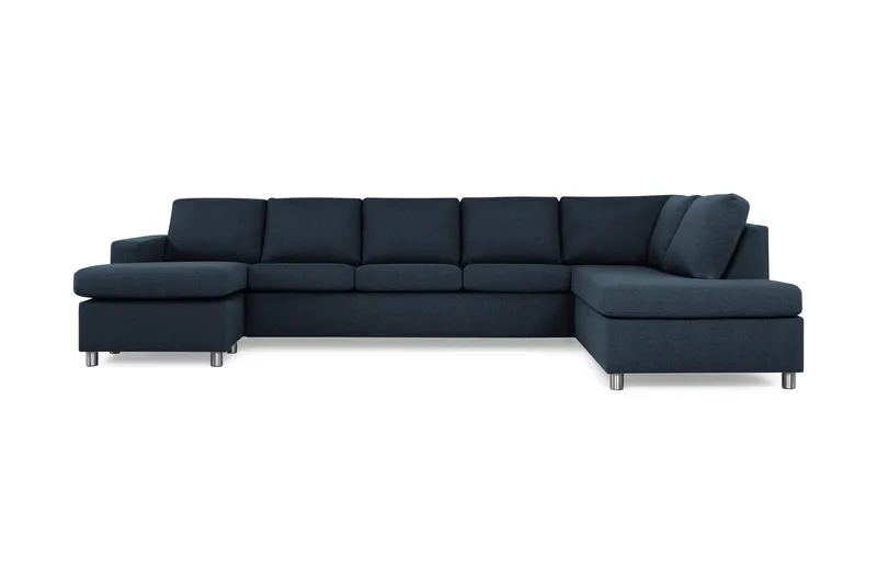 Crazy 5-sits Högervänd U-formad X-Large Soffa med Divan och Schäslong i Tyg, Blå