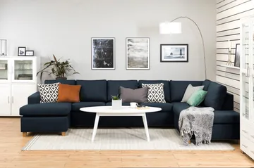 Crazy 5-sits Högervänd U-formad X-Large Soffa med Divan och Schäslong i Tyg - Blå - Products - Möbler - Soffa - U-soffa