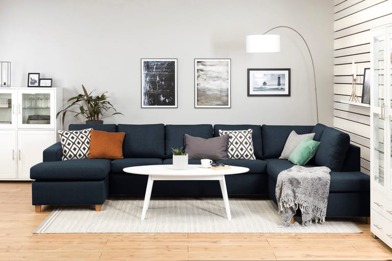 Crazy 5-sits Högervänd U-formad X-Large Soffa med Divan och Schäslong i Tyg - Blå - Products - Möbler - Soffa - U-soffa