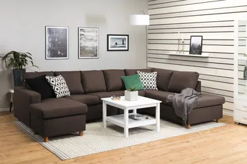Crazy 5-sits Högervänd U-formad X-Large Soffa med Divan och Schäslong i Tyg - Brun - Products - Möbler - Soffa - U-soffa