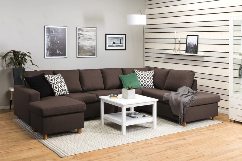 Crazy 5-sits Högervänd U-formad X-Large Soffa med Divan och Schäslong i Tyg - Brun - Products - Möbler - Soffa - U-soffa