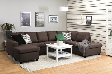 Crazy 5-sits Högervänd U-formad X-Large Soffa med Divan och Schäslong i Tyg - Brun - Products - Möbler - Soffa - U-soffa