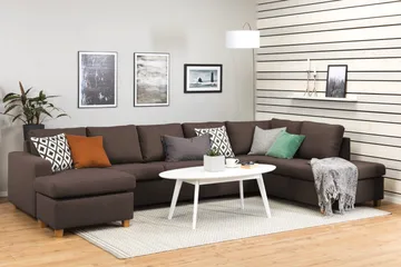 Crazy 5-sits Högervänd U-formad X-Large Soffa med Divan och Schäslong i Tyg - Brun - Products - Möbler - Soffa - U-soffa