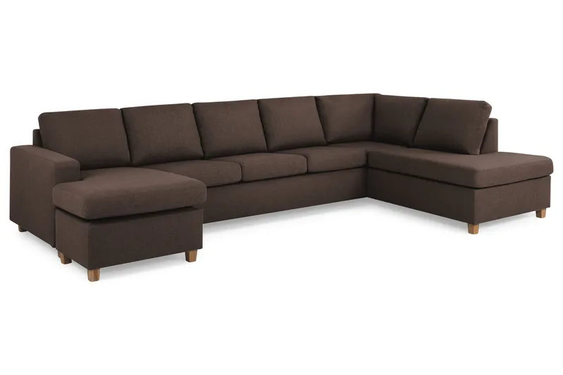 Crazy 5-sits Högervänd U-formad X-Large Soffa med Divan och Schäslong i Tyg - Brun - Products - Möbler - Soffa - U-soffa